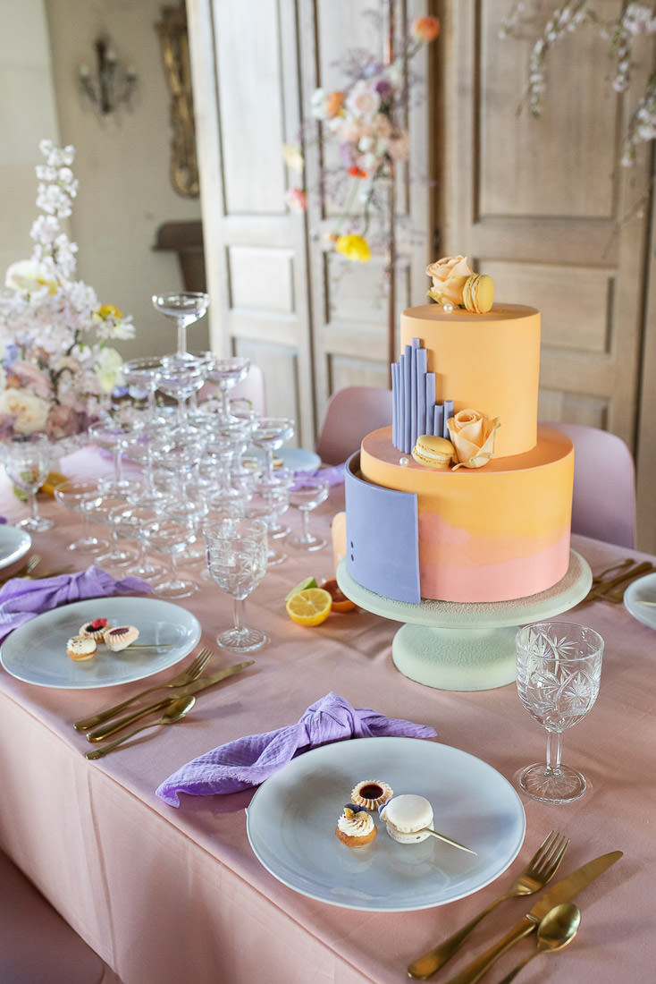 buffet de mariage cocktail boissons sur le theme romantique couleurs pastel